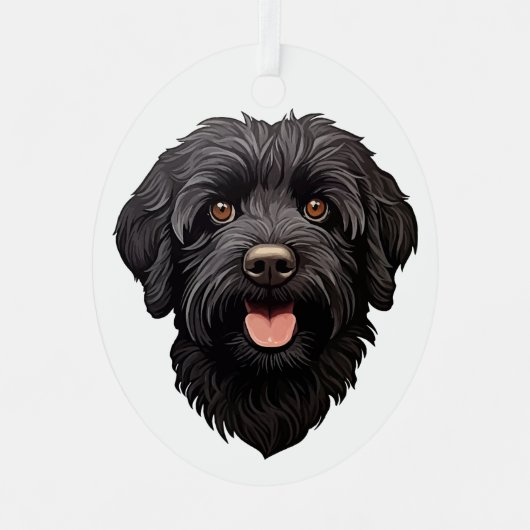 Labradoodle Black Dog Metalen Ornament (Voorkant)