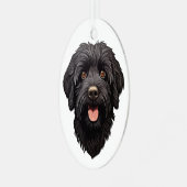 Labradoodle Black Dog Metalen Ornament (Voorkant links)