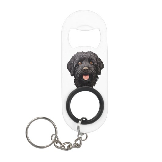 Labradoodle Black Dog Mini Flessenopener (Voorkant)