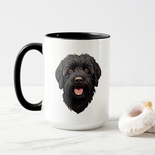 Labradoodle Black Dog Mok (Met donut)