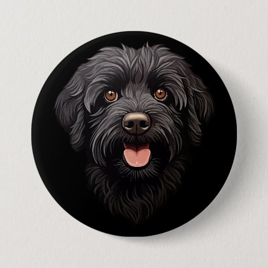 Labradoodle Black Dog Ronde Button 7,6 Cm (Voorkant)