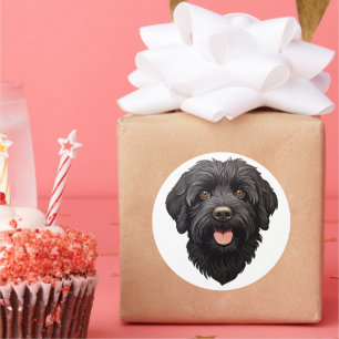 Labradoodle Black Dog Ronde Sticker