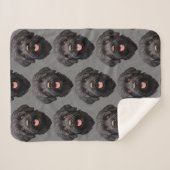 Labradoodle Black Dog Sherpa Deken (Voorkant (horizontaal))