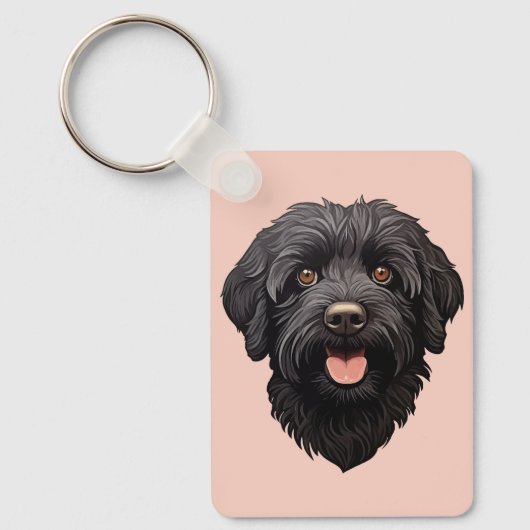 Labradoodle Black Dog Sleutelhanger (Voorkant)
