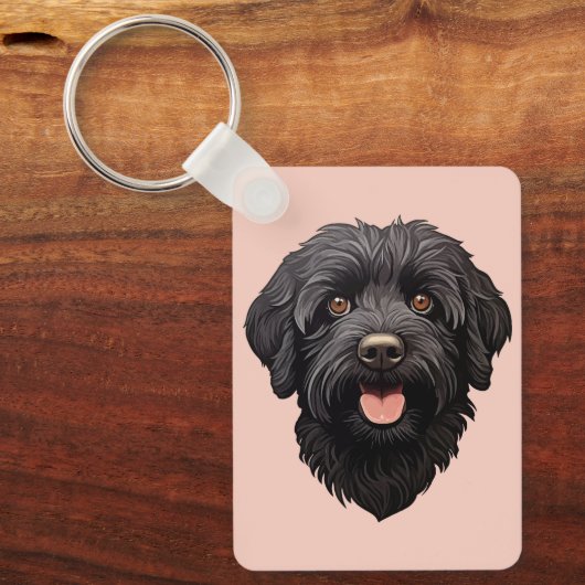 Labradoodle Black Dog Sleutelhanger (Voorkant)
