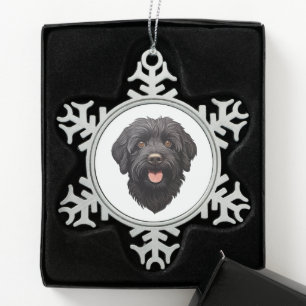 Labradoodle Black Dog Tin Sneeuwvlok Ornament