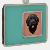 Labradoodle Black Dog Verzilverd Kader Ornament (Rechts)