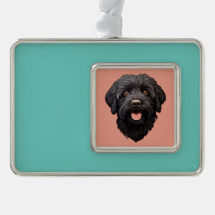 Labradoodle Black Dog Verzilverd Kader Ornament