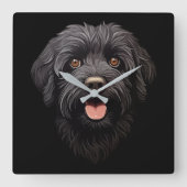 Labradoodle Black Dog Vierkante Klok (Voorkant)