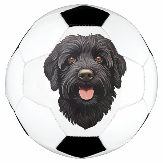 Labradoodle Black Dog Voetbal (Voorkant)