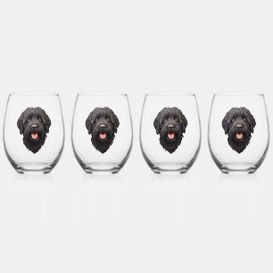 Labradoodle Black Dog Wijnglas Zonder Voet
