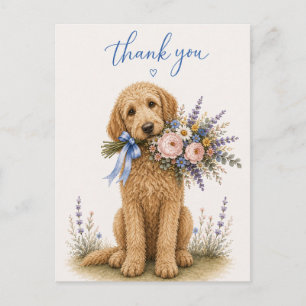 Labradoodle Bloemenboeket Bedankt Briefkaart