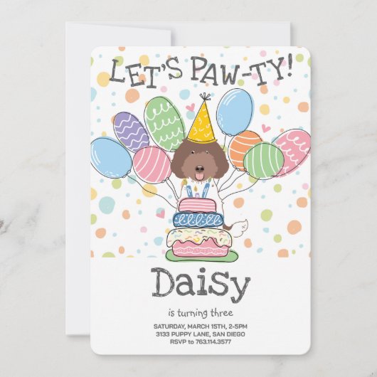 Labradoodle Chien Anniversaire Fête Invitation (Devant)