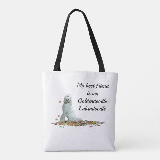 Labradoodle Dog in Leaves Canvas tas (Achterkant)