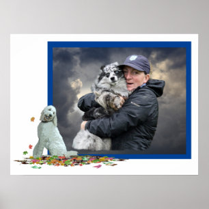 Labradoodle Dog in Leaves Poster