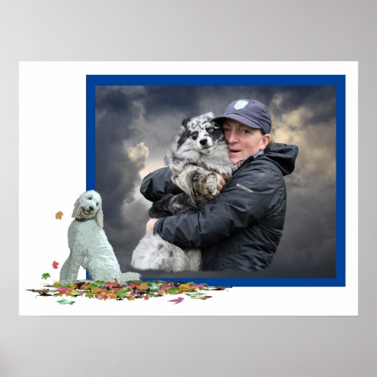 Labradoodle Dog in Leaves Poster (Voorkant)