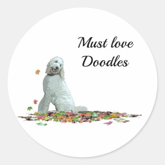 Labradoodle Dog in Leaves Stickers (Voorkant)