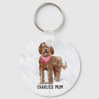 Labradoodle Dog Mum Button Key Ring Sleutelhanger