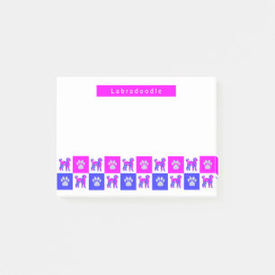 Labradoodle Dog & Paw Hot Pink & Blue Post-it® Notes