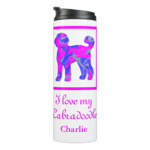 Labradoodle Dog Pink & Blue Silhouette Thermosbeker