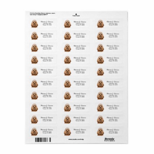 Labradoodle Dog Return Address Label (Full Sheet)
