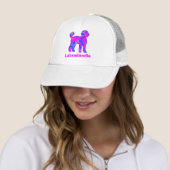Labradoodle Dog Silhouette Hot Pink & Blue Trucker Pet (In situ)