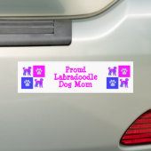 Labradoodle Dog Silhouette Hot Pink en Blue Bumpersticker (Op auto)