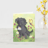 Labradoodle Doodle Chien / Carte de note (Fleur jaune)