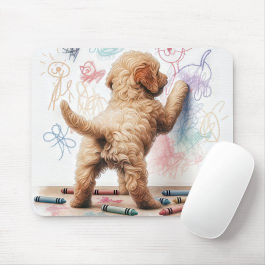 Labradoodle Doodling op een muur Muismat (Met muis)