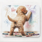 Labradoodle Doodling op een muur Muismat (Voorkant)