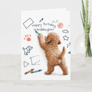 Labradoodle Doodling Verjaardag voor Kleindochter Kaart