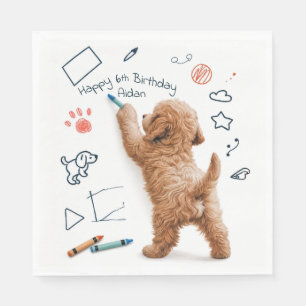 Labradoodle Doodling voor 6de verjaardagsfeestje Servet