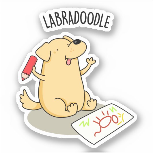 Labradoodle Funny Labrador Dog Pun Sticker (Voorkant)