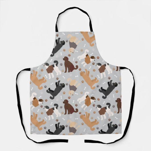 Labradoodle / Goldendoodle Bones and Paws Apron Schort (Voorkant)
