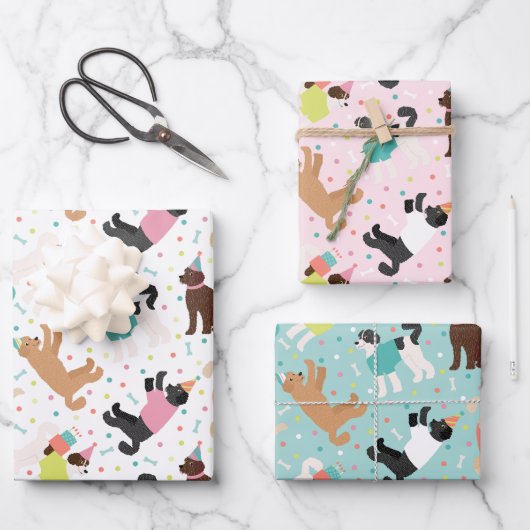 Labradoodle / Goldendoodle Verjaardagsfeest Inpakpapier Vel (Voorkant)