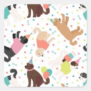Labradoodle / Goldendoodle Verjaardagsfeest Vierkante Sticker