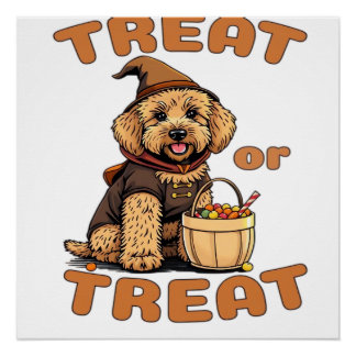 Labradoodle Halloween Dog Costume �Treat or Treat� Perfect Poster
