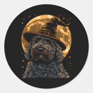 Labradoodle Halloween Hond Grappige Schattige Dood Ronde Sticker