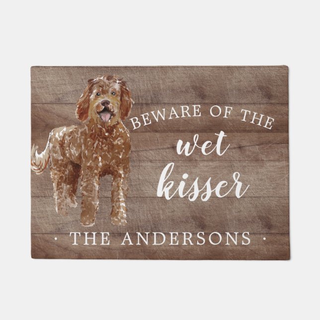 Labradoodle Hond Gepersonaliseerde Deurmat (Voorkant)