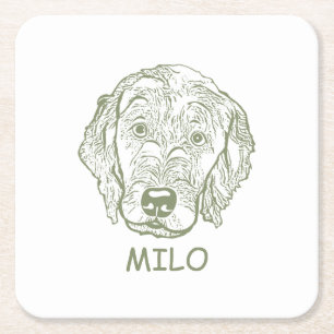 Labradoodle Hond gepersonaliseerde Hand Drawing Vierkante Kartonnen Onderzetter