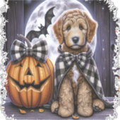 Labradoodle Hond Halloween Plein Sticker (Voorkant)