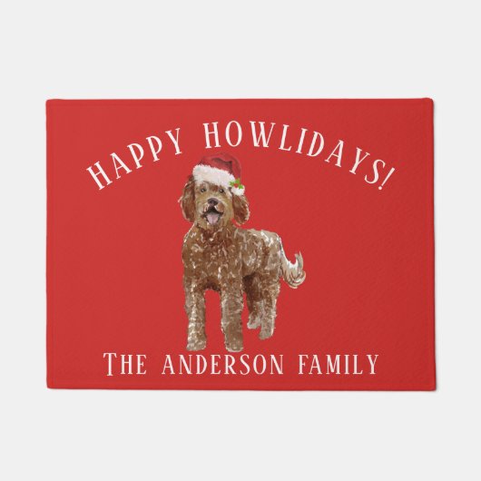 Labradoodle Hond Kerstmis Deurmat (Voorkant)