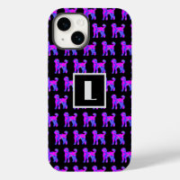 Labradoodle Hond Roze Blauw Silhouet Mono Zwart