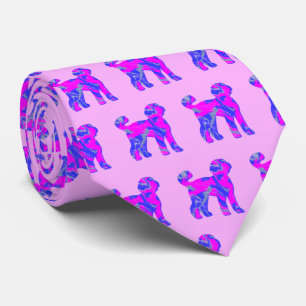 Labradoodle Hond Schattig Roze Silhouet Roze Nek Stropdas