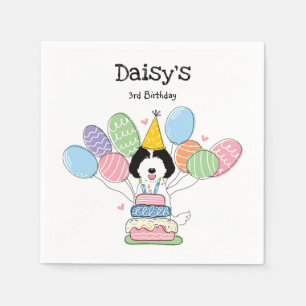 Labradoodle Hond Verjaardagsfeestje Papieren serve Servet