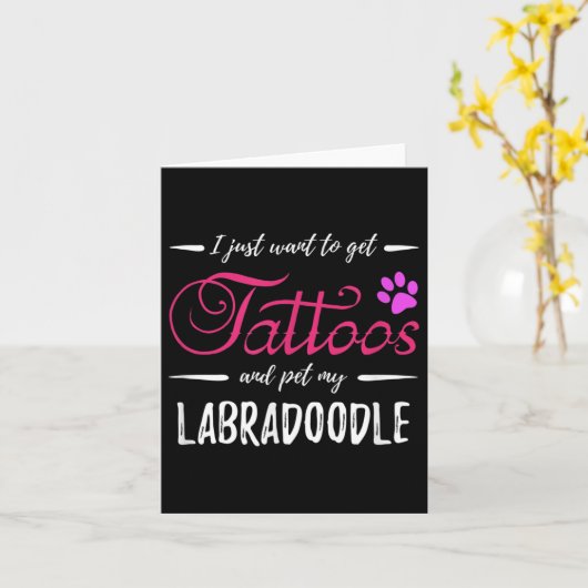 Labradoodle Hondenliefhebber Tattoo Funny Dog Mom Kaart (Gele Bloem)