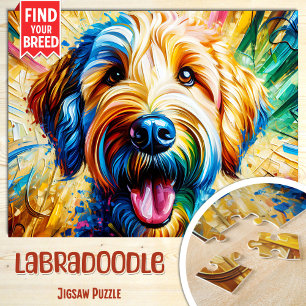 Labradoodle Hondenportret Acryl Kunstprint Hond Legpuzzel