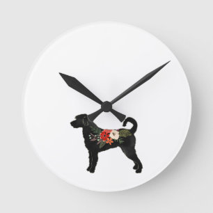 Labradoodle Hondenras Boho Floral Silhouette Ronde Klok
