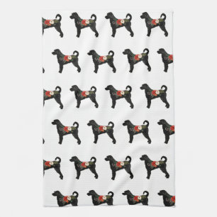 Labradoodle Hondenras Boho Floral Silhouette Theedoek