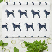 Labradoodle Hondenras Silhouette Black Waterverf Theedoek (Gevouwen)